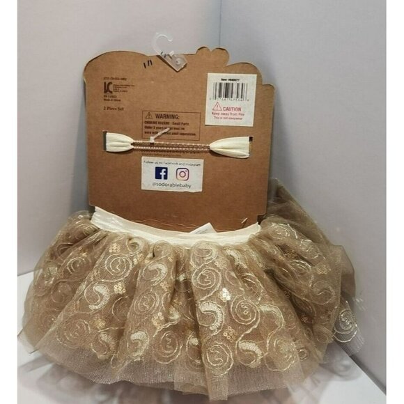 So'Dorable 2 Piece Holiday Photo Op  Infant Tutu 0-12 Months Brown Cream & Gold - Picture 3 of 9
